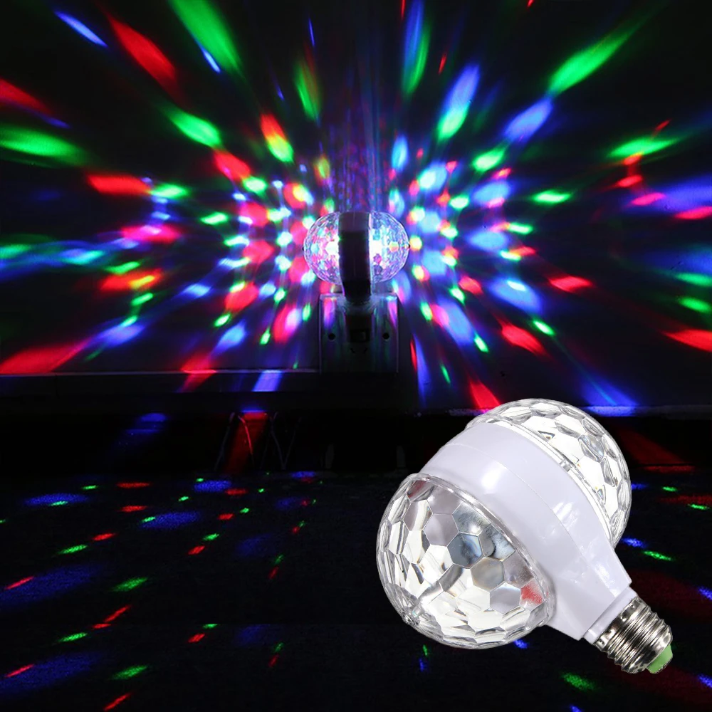 

Mini LED Bulb Changeable RGB Crystal Magic Ball Effect Lamp Bar DJ Home Party Entertainment Big Power Double Side Stage Lighting