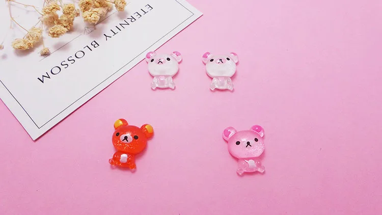 20/50/100 шт миниатюрные из полимерной смолы Kawaii с блестками медведь смолы кабошон с плоской задней поверхностью для украшения телефона Скрапбукинг для рукоделия