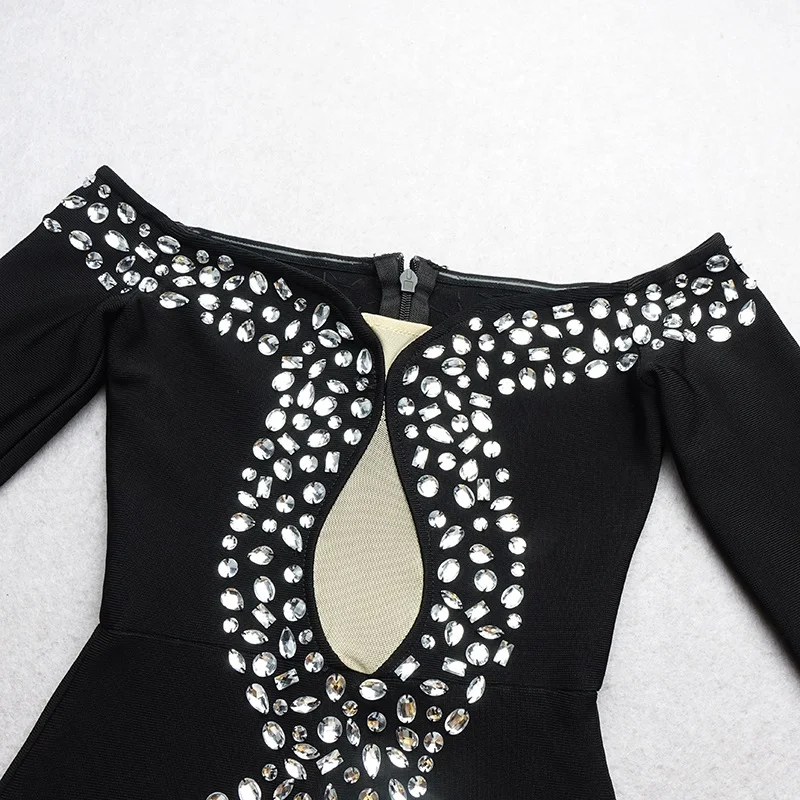 VC все новые драгоценные камни Vestidos сексуальное с открытыми плечами облегающее платье сетка сплайсинга знаменитостей Бандажное платье