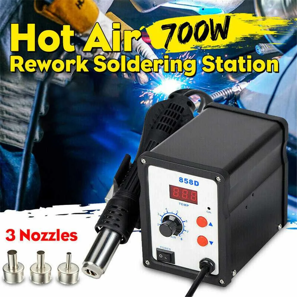 

858D Hot Air Gun Soldering Station SMD Solder Station Temperature Digital Display Desoldering Station BGA Rework Station 700W