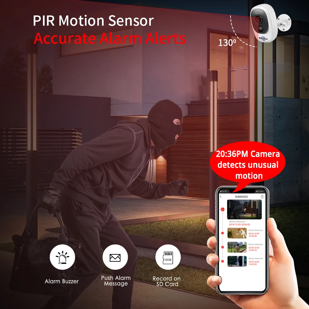 Hiseeu 1080P Беспроводная перезаряжаемая батарея ip камера с солнечной защитой от