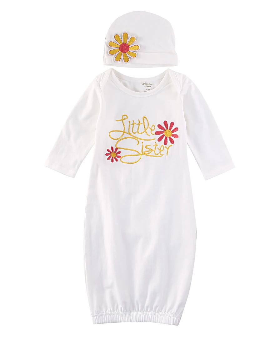 Симпатичная хлопковая одежда для сна с длинным рукавом и надписью новорожденных