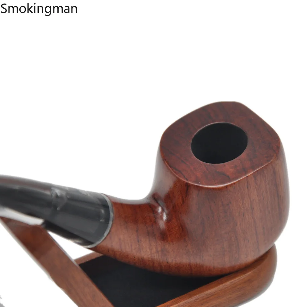 Новый стиль красное дерево гладкая трубка изогнутый старомодный удобный фильтр