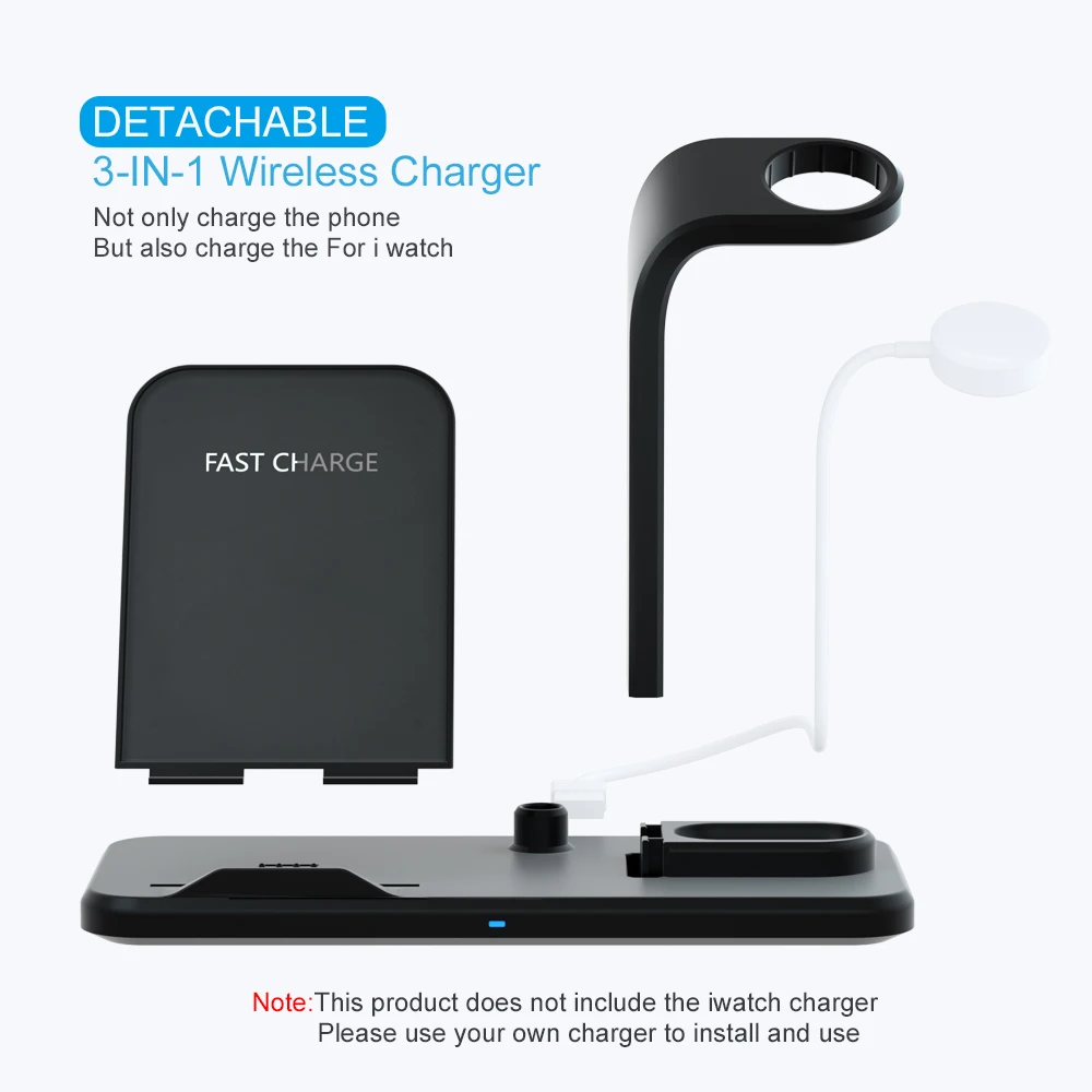 Беспроводное зарядное устройство 3 в 1 беспроводная зарядная док станция QI для Apple