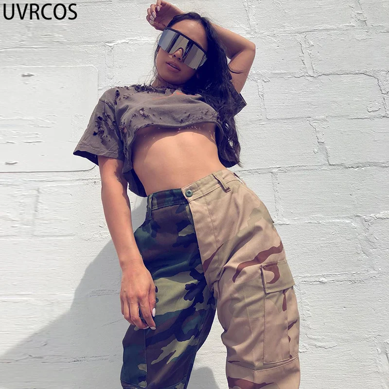 Женские брюки UVRCOS новые модные камуфляжные брюки-карго в стиле сафари с