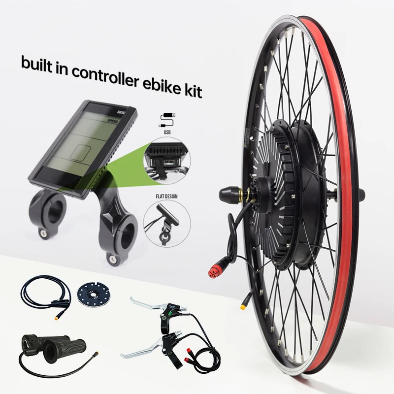 

2022 New 35-55km/h E-Bike Kits 48V 1200W The Controller Built In the Motor Electric Bike Conversion With Waterproof Wire System
