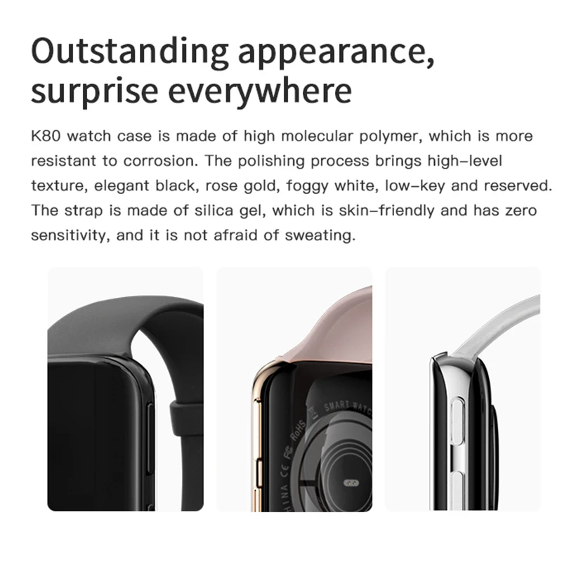 

Original K80 Smart Watch 1.4inch Bluetooth Call Message Reminder Answer Dial Call Sleep Heart Rate Fitness Tracker Passometer