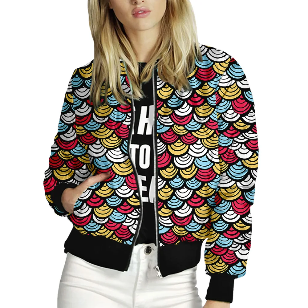 

New women's standing collar baseball uniform scale pattern printing series