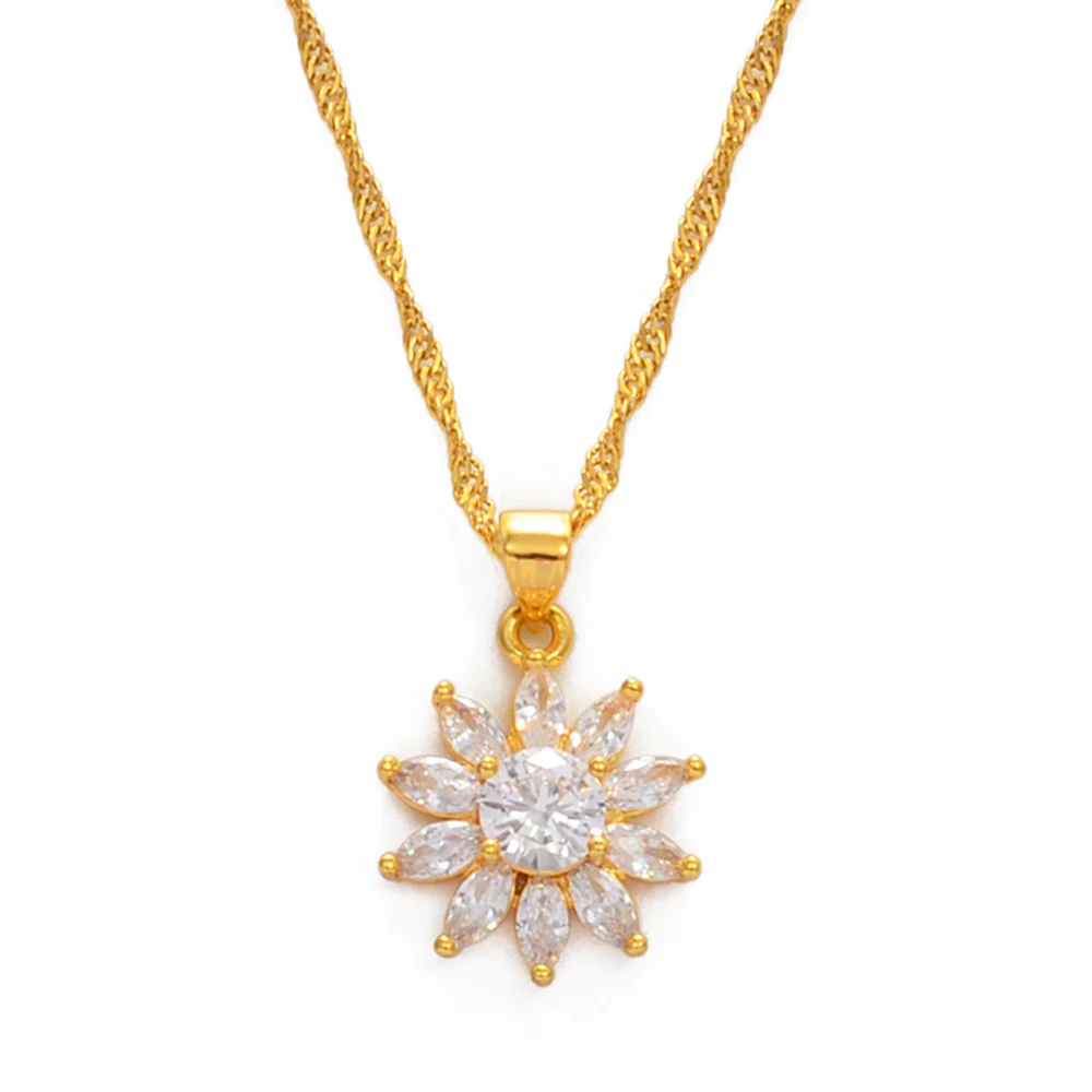 

Anniyo CZ Pendant Necklaces Women Girls Gold Color Cubic Zirconia Necklace African Wedding Jewelry Gifts #006925