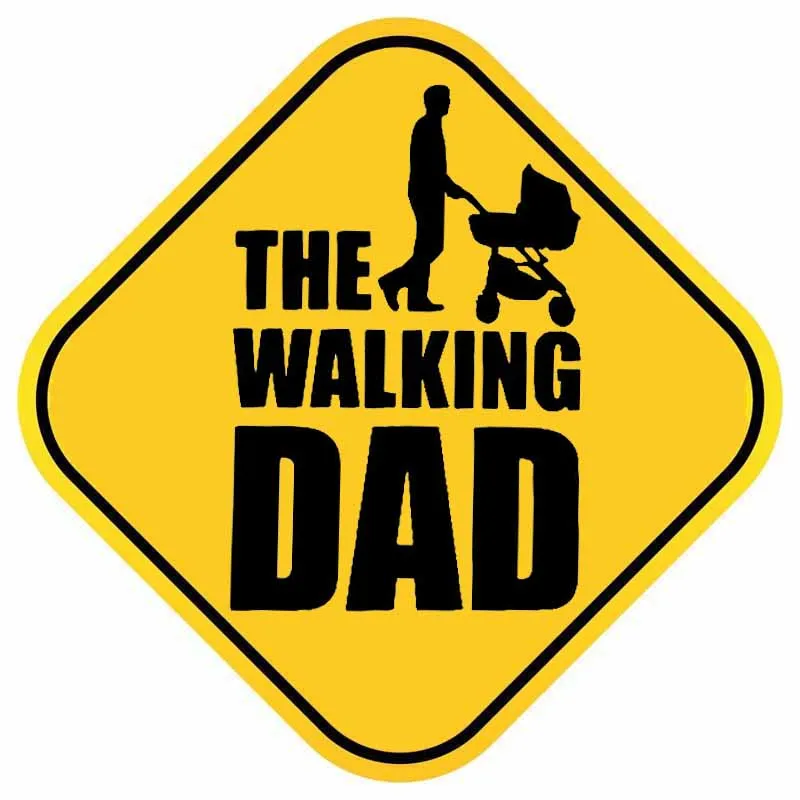 

THE WALKING DAD BABY ON BOARD Car Sticker Cute PVC Body Window Decoration Auto Accessories Waterproof Exquisite Decal 15*15cm