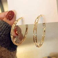 korean gold round earrings fashion exquisite crystal female pendant earrings 2021 temperament girl jewelry party accessories