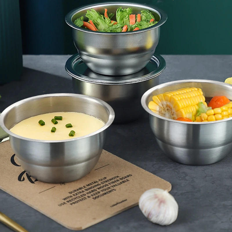 

Stainless Steel Steamed Egg Bowl with Lid Anti-Scalding Rice Soup Cuisine Food Storage Containers Household Kitchen Stew Pot