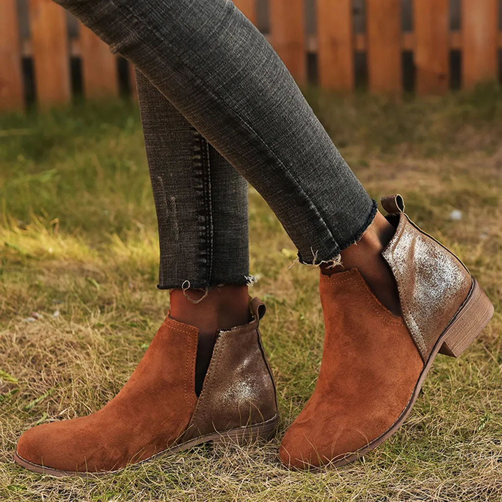 Леопардовые женские ботильоны для отдыха Модные ботинки с круглым носком на