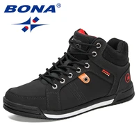 bona 2021 new designers action leather skateboarding shoes men flat high top male sneakers shoes casual shoes mansculino trendy