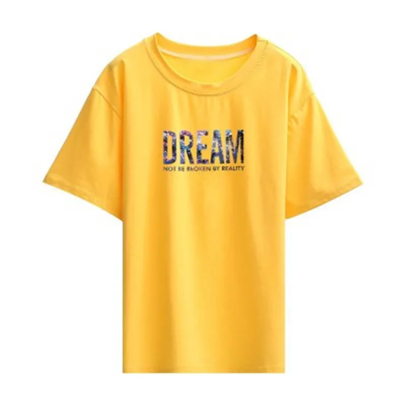 

2021Letter Printed T Shirt Summer Cotton Women Tshirts Korean Sweet Ladies Tees Comfortable Oversized Black Female Tops