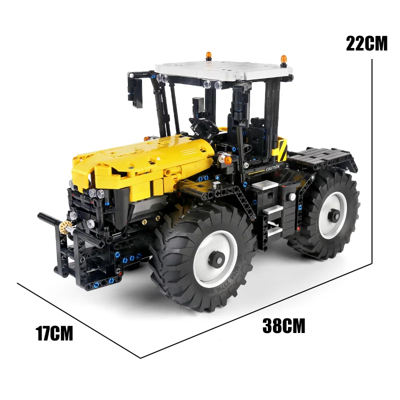 

New 2596pcs 4 In 1 Motorized RC Car Grassland Harrow Tractor Farming Agriculture Cultivator Loader Truck Building Blocks MOC Toy