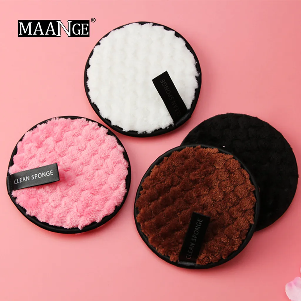 Fashion New Lazy Double-sided Microfiber Makeup Remover Puff Face Cleaning Cloth Pad Plush |