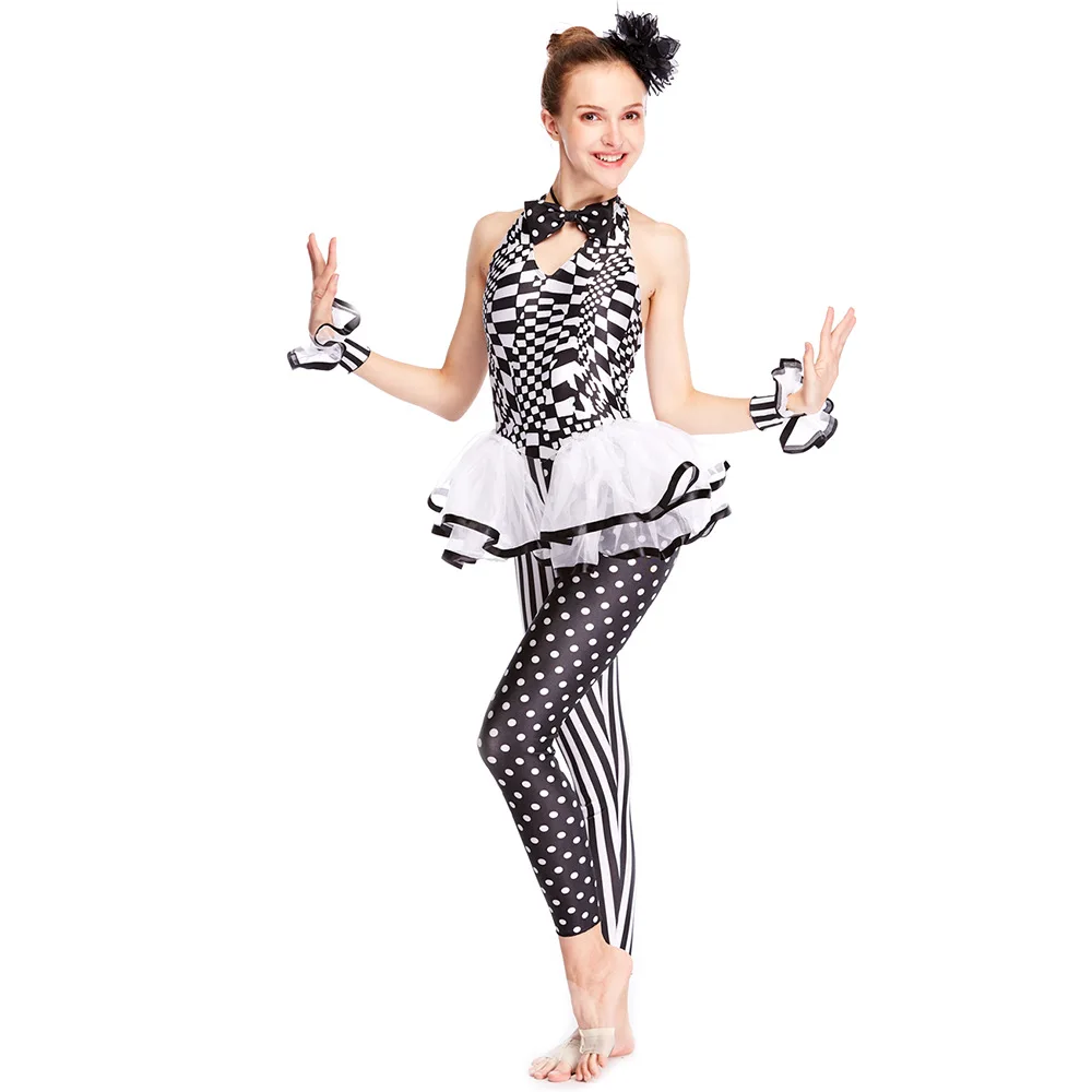 Гимнастический трико для джазовой гимнастики облегающий костюм взрослых клоуна