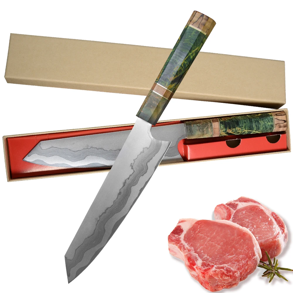 Набор ножей из дамасской стали Chef's Nakiri 67 слоев японского Дамасского шеф-повара