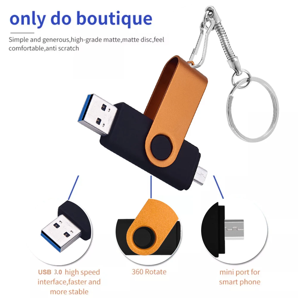 Металлический OTG 3 в 1 флэш накопитель + Type C 256 ГБ 128 64 флеш 32 Usb 16 8 флешка диск с
