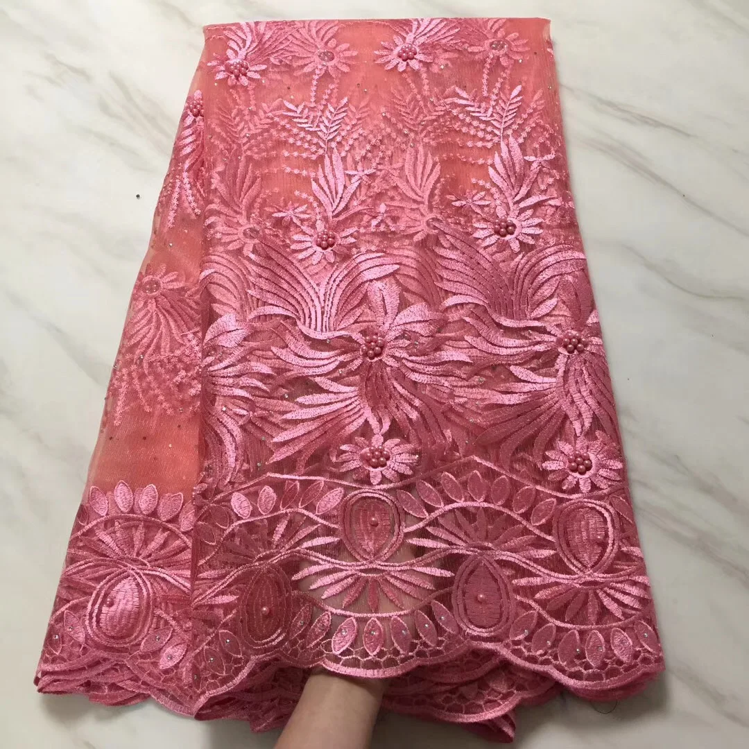 

New Design African Lace Fabrics Black High Quality French Lace Fabric For Party Dress Nigerian Beaded Lace Fabric