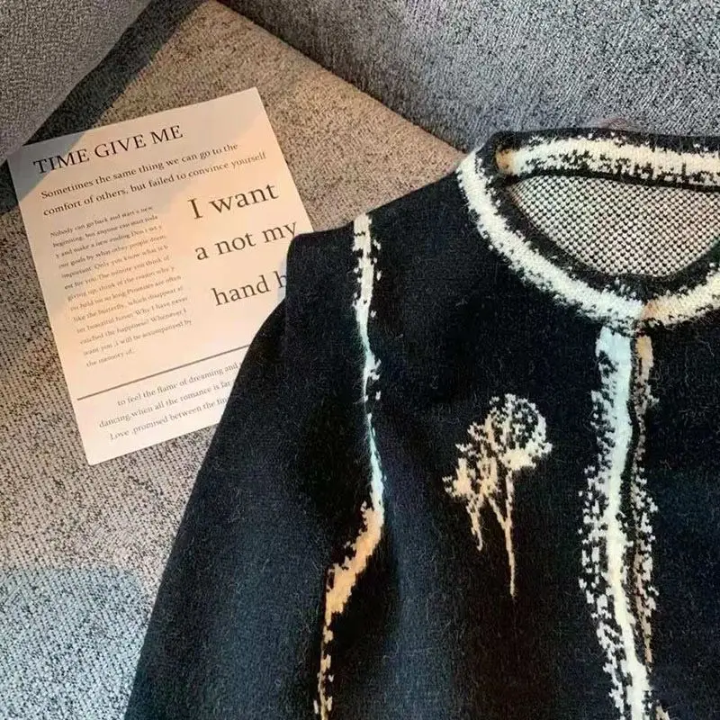 Модные дизайнерские свитера Женские винтажные кардиганы в стиле ретро зимняя и