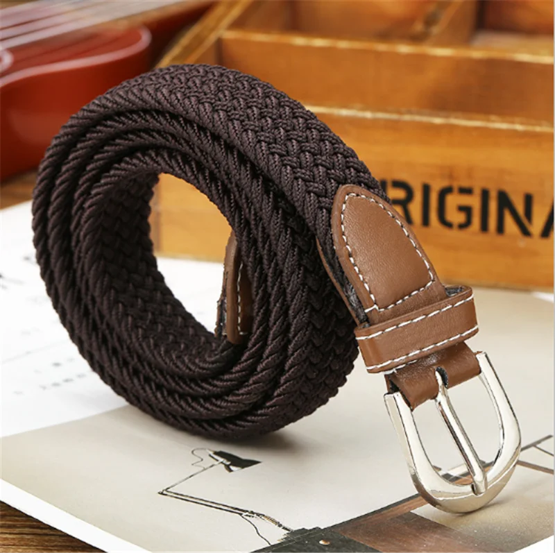 

Meihuida Men Casual Elastic Stretch Waist Belt Canvas Braided Woven Leather Belt Jeans Fashion Waistband