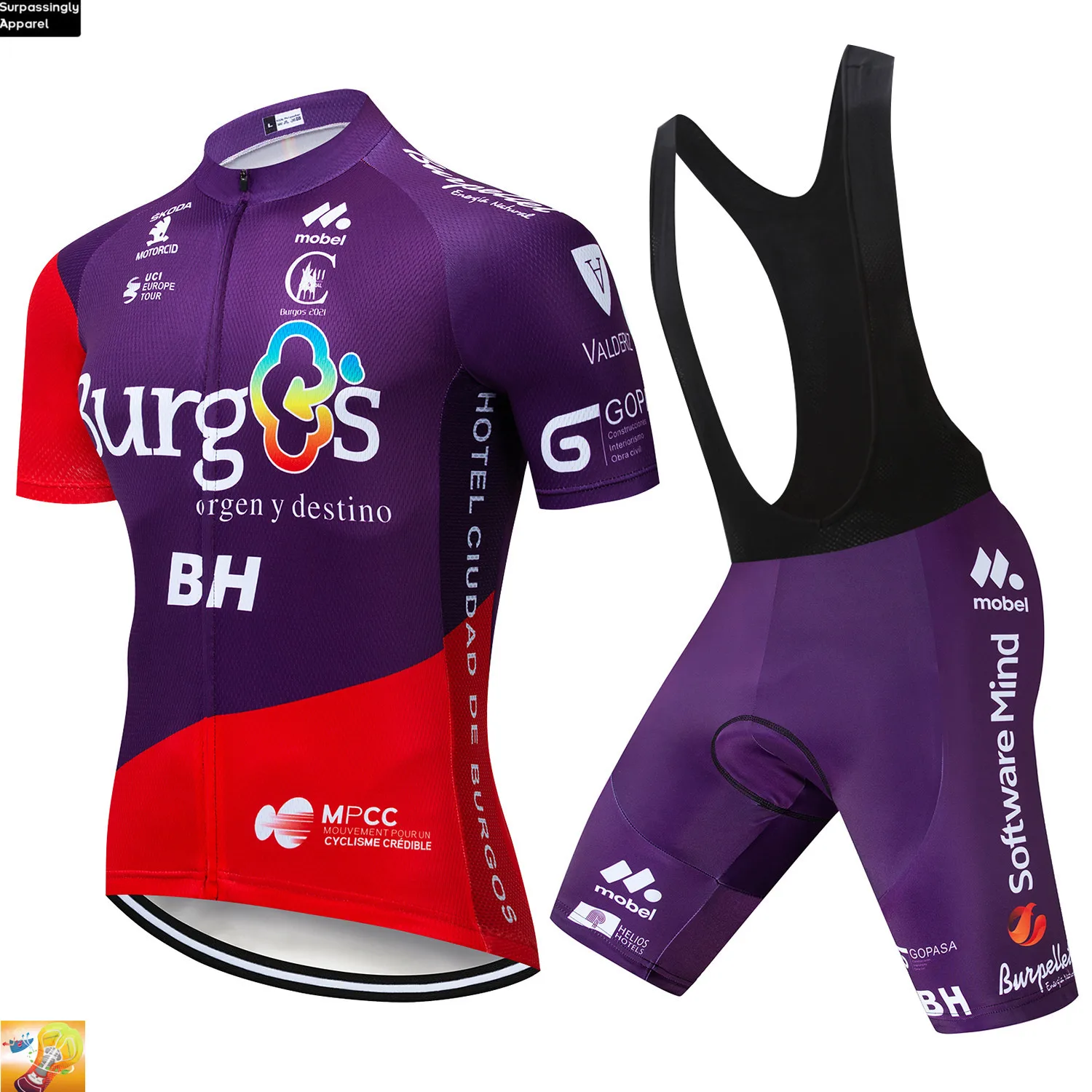 2019 велосипедная команда Burg Джерси 16D велосипедные шорты комплект BH фиолетовый Ropa