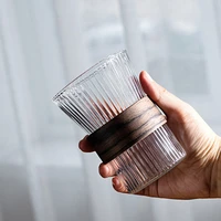 coffee cup 340ml glass cup kung fu beverage cup office home transparent heat resistant japanese water cup tea cupstriped cup
