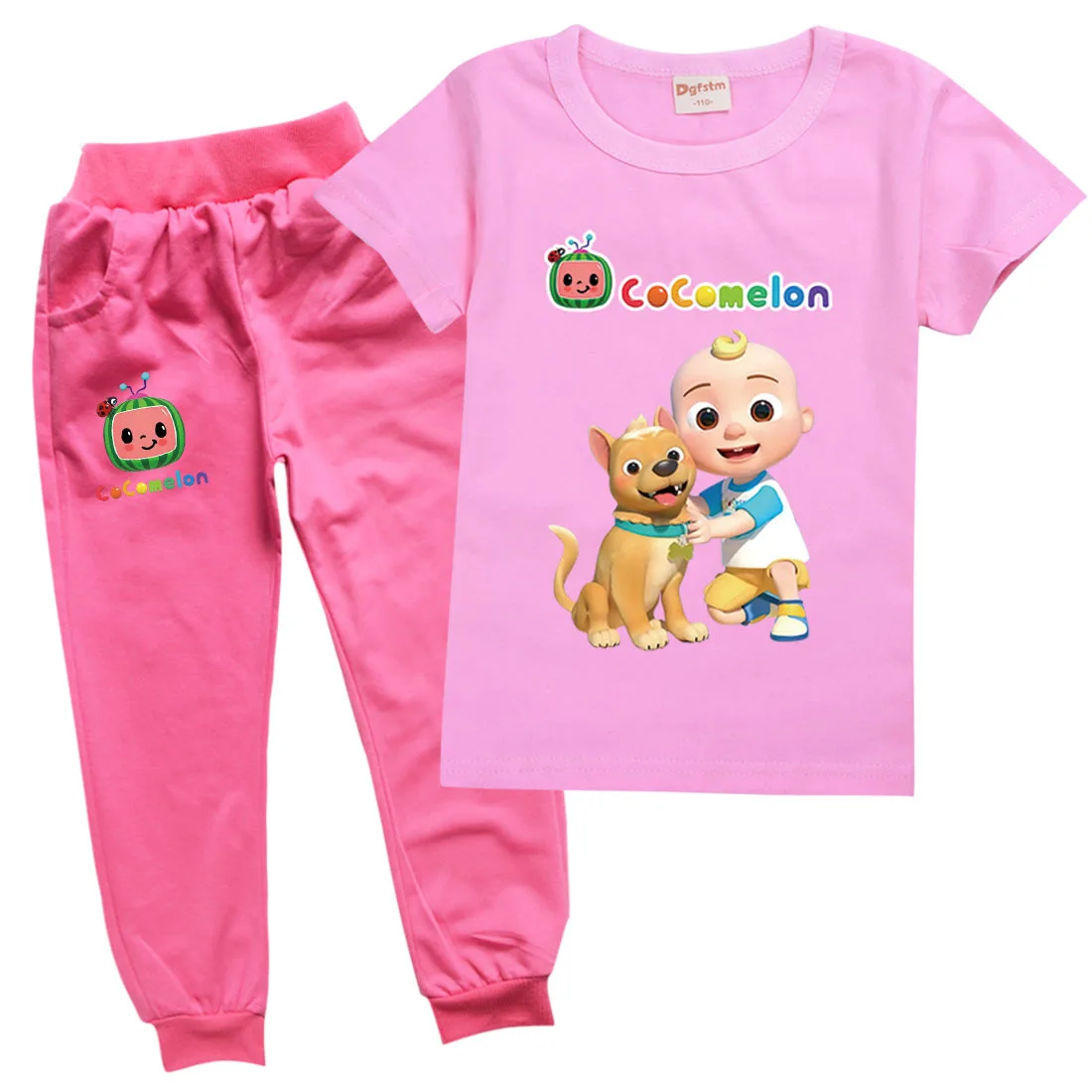 

Cartoon Tv Series Cocomelon Jj T-shirts+Pants 2Pcs Set Kawaiyi Watermelon Clothes Toddler Girls Short Sleeves SportSuits Cotton