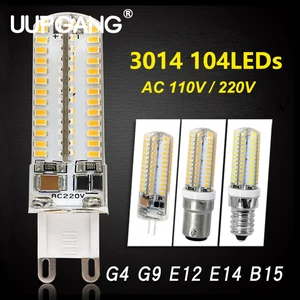 104 светодиодный s G4 G9 E12 E14 B15 SMD 3014 AC 110V 220V Заменить галогенную ламсветильник 360 Угол луча СВЕТОДИОДНЫЙ ная лампа прожектор люстра
