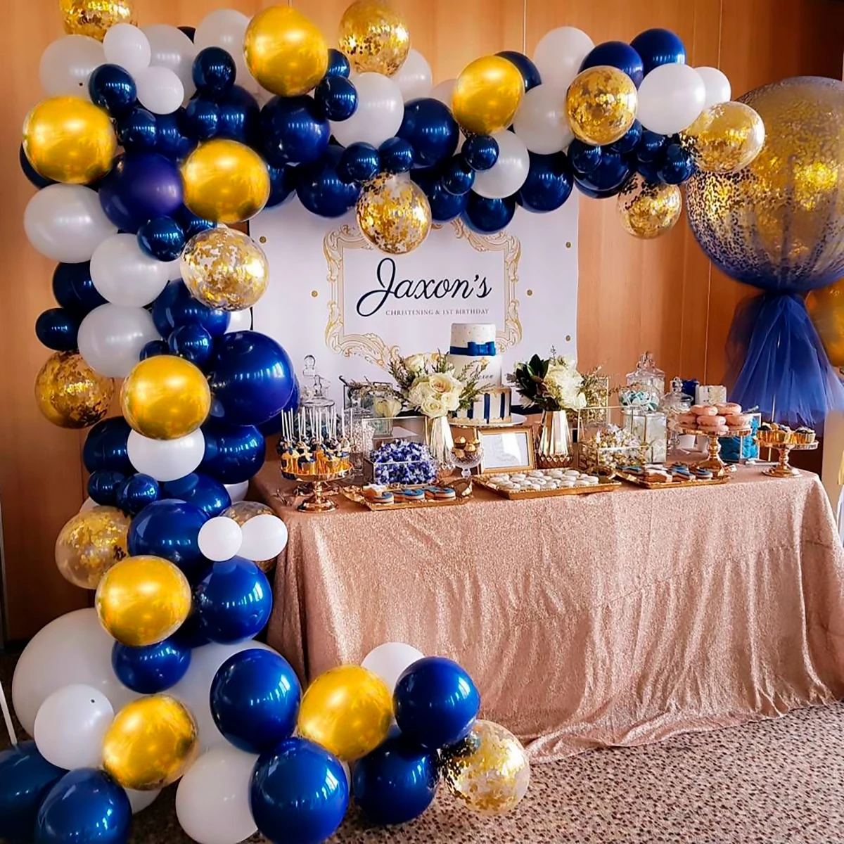 

127pcs Balloon Garland Arch Kit Chrome Gold Latex Blue Balloons Wedding Balloons Birthday Party Balloon Decoration Baby Shower