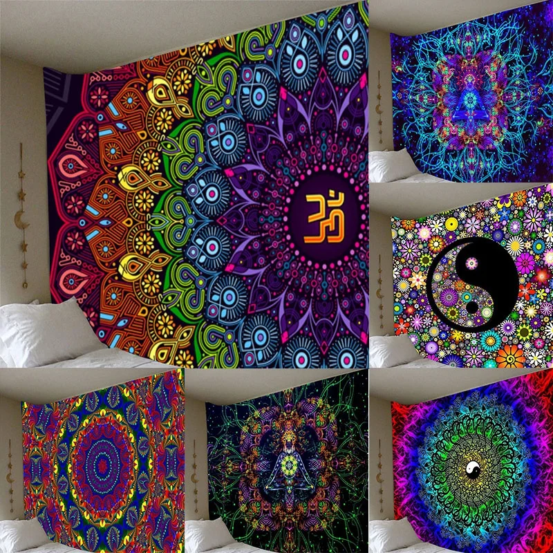 

3d Print Colourful Kaleidoscope Tapestry Hippie Tapestry Psychedelic Tapestry Bohemian Mandala Tapestry Home Decor 95x73cm