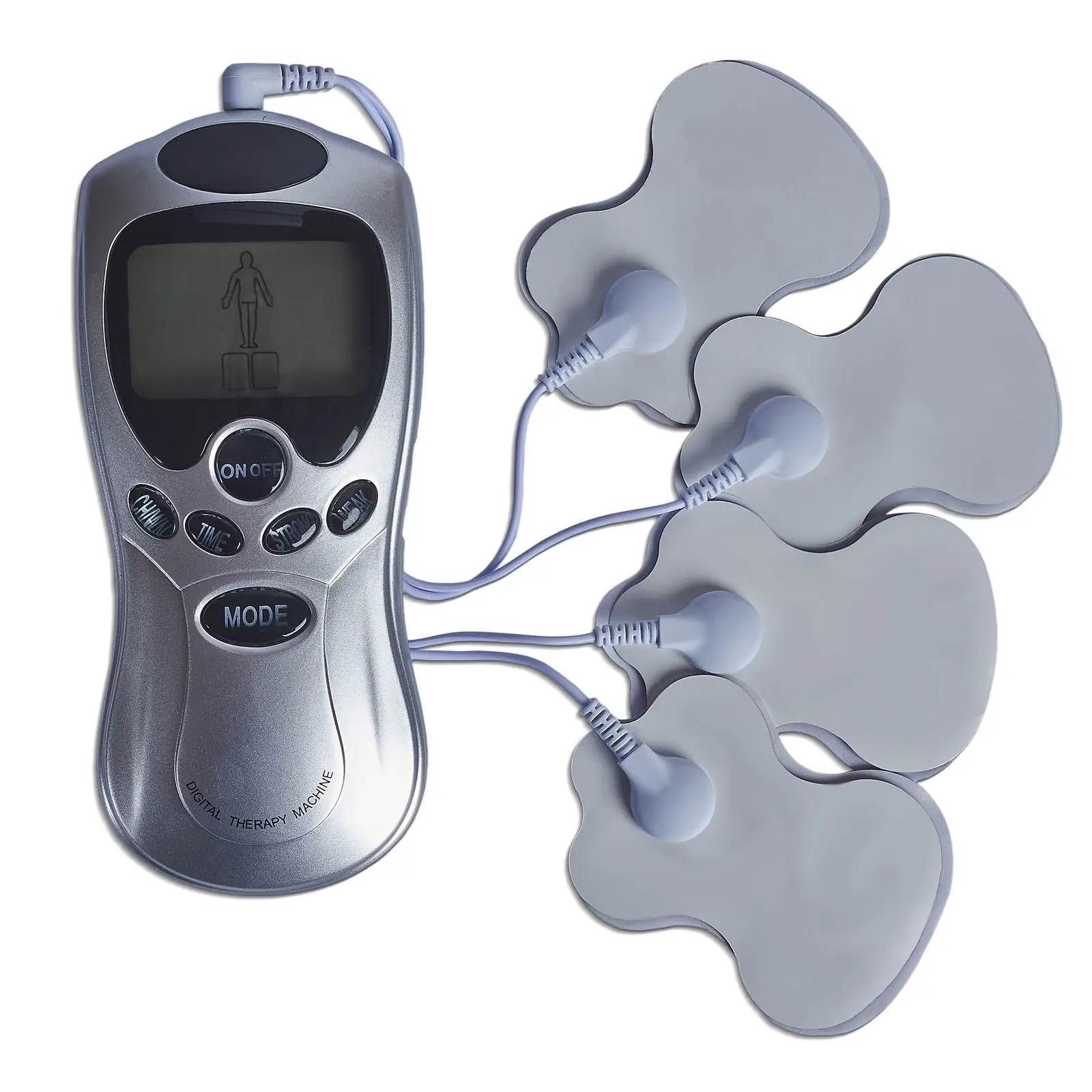 

4 Ways Electric Tens Massager Digital Body Pain Relief Acupuncture Therapy Massage Machine Stimulator Electrode Pads Health Care