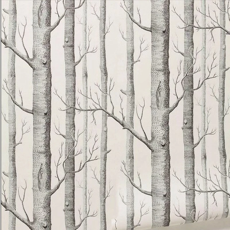 

Black White Birch Tree Wallpaper 3D Waterproof Modern Simplicity Nordic Style Forest Wood Wallpapers Roll Bedroom Living Room