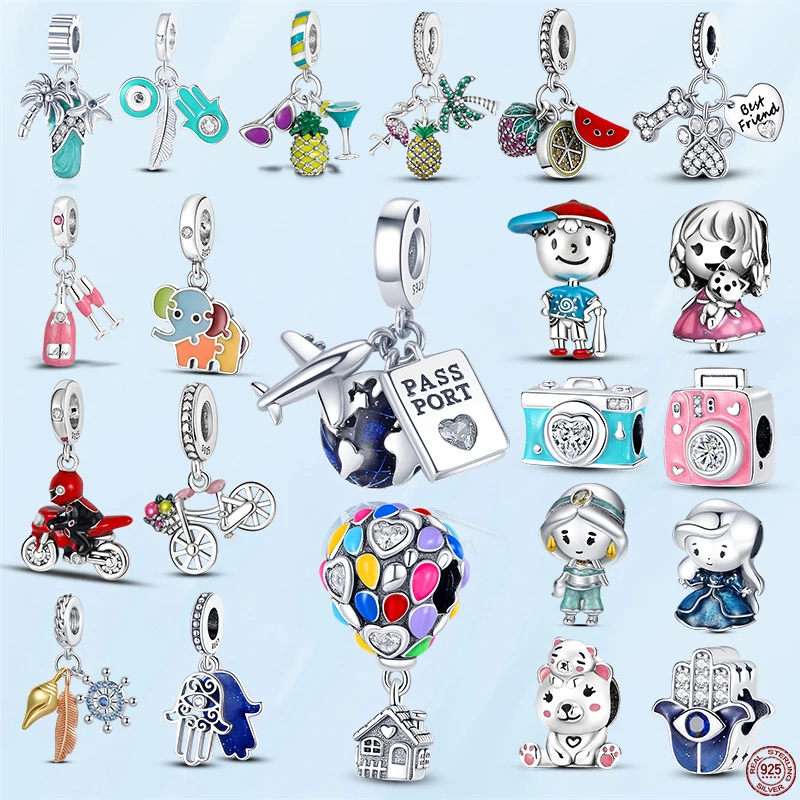 

DESIGN New Silver Color Handbag Passport Little Boy Girl Charm Beads Fit Original Pamura Bracelet Pendant Jewelry Gift