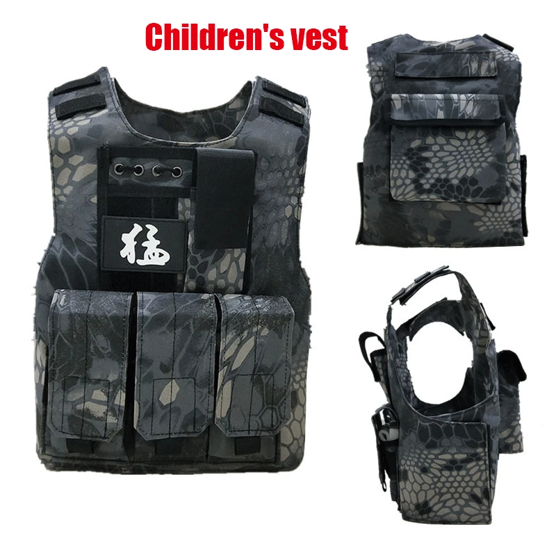 Child vest Спецназ, армейское Штурмовое снаряжение для взрослых и детей, Охотничья уличная одежда, Детский жилет CS, военный жилет, тактический жилет для страйкбола, боевой жилет - Цвет: Child vest