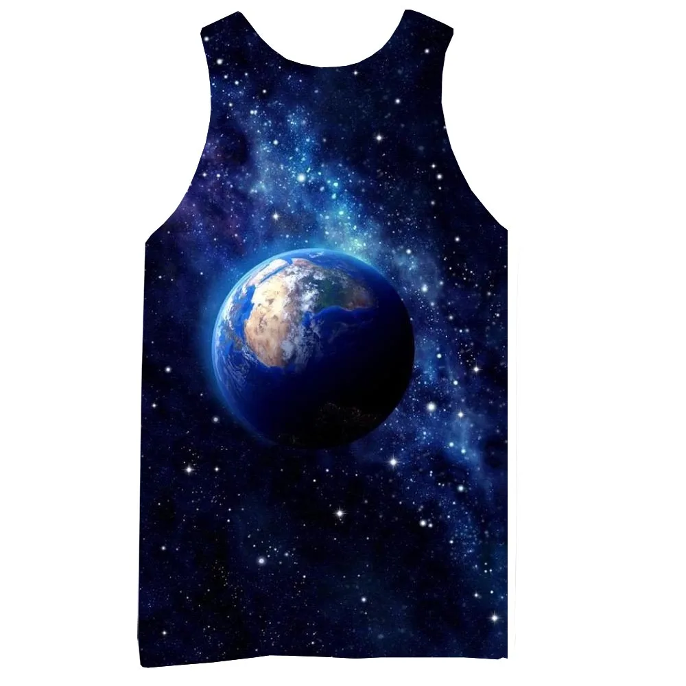 

Graphic Tank Top For Men 3D Print Sleeveless Space Pattern Top Galaxy Tees Blue Constellation