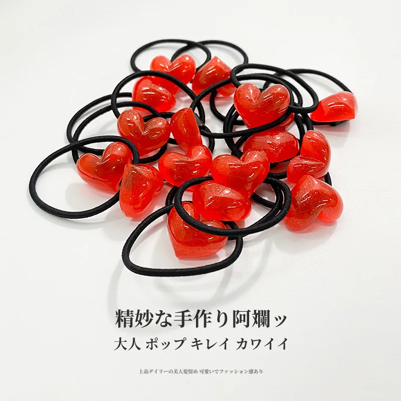 

10PCS/Set Girls Red Love Nylon Elastic Hair Bands Children Rubber Band Headband Scrunchie Fashion Hair Accessories 2020 New