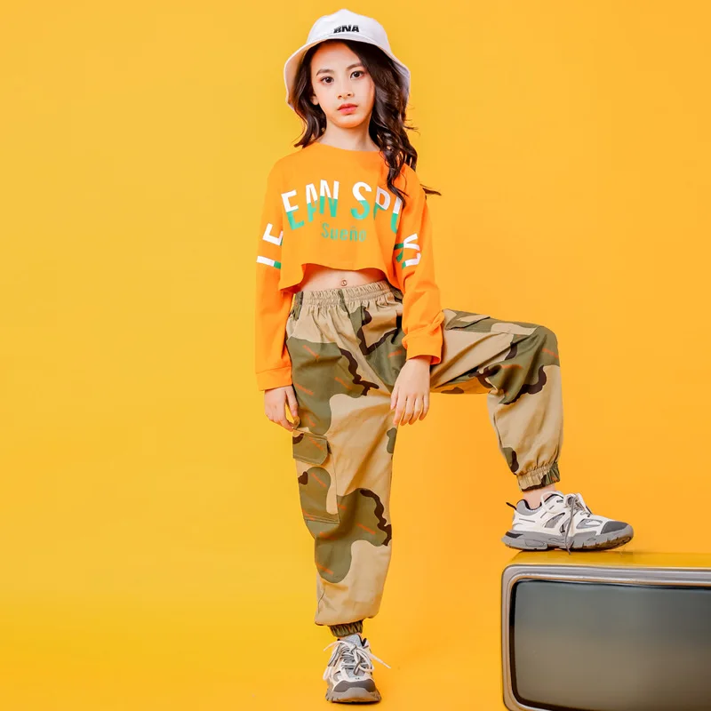 Костюмы в стиле хип хоп для девочек одежда джазовых бальных танцев Детские