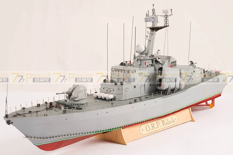 

:72 1:100 Polish Navy ORP Rolnik Missile Boat Frigate Model Boat Battleship 3D Paper Model Toys for Children Adults 58cm 81cm