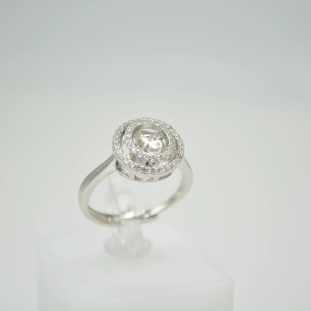 S925 Sterling Silver Korean Version Spinner Pearl Ring Fittings Female Ring Mountings for Diy Accessories Manufacturer Wholesale