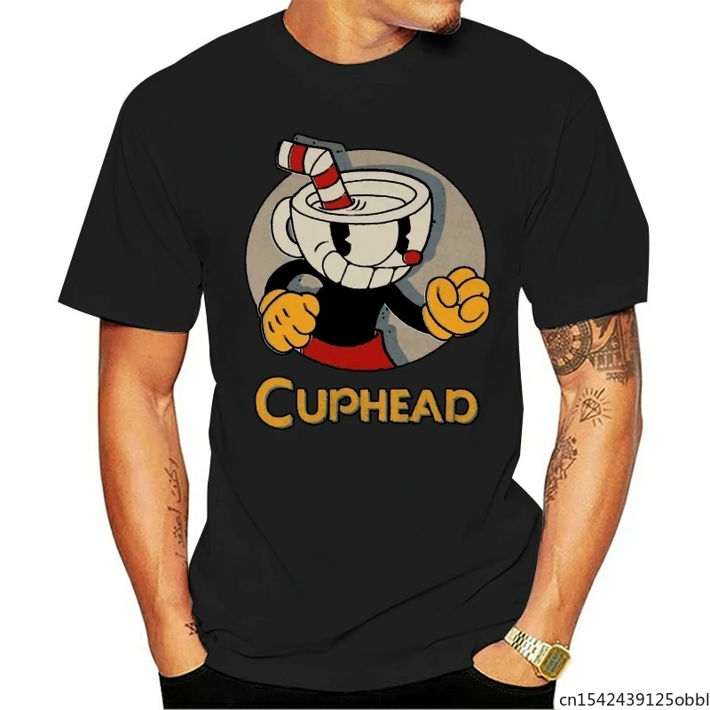 

New Men Cuphead Circle Shadow Profile Vintage Graphic T Shirt Unisex Summer Trend Casual Plus Size M-5XL
