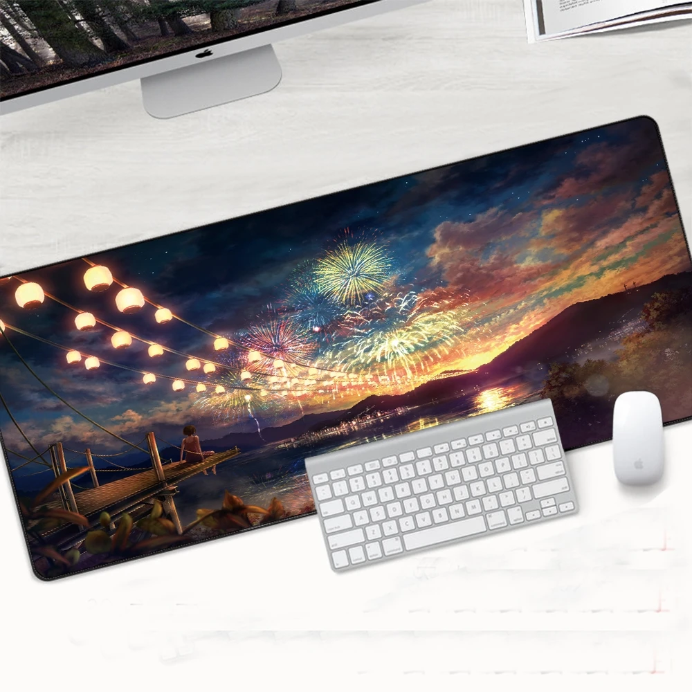 

Fantasy Flower Forest Landscape Tree Large Gaming Mouse Pad Computer Big Lock Edge Mousepad Keyboard Desk Mat Game Accessories