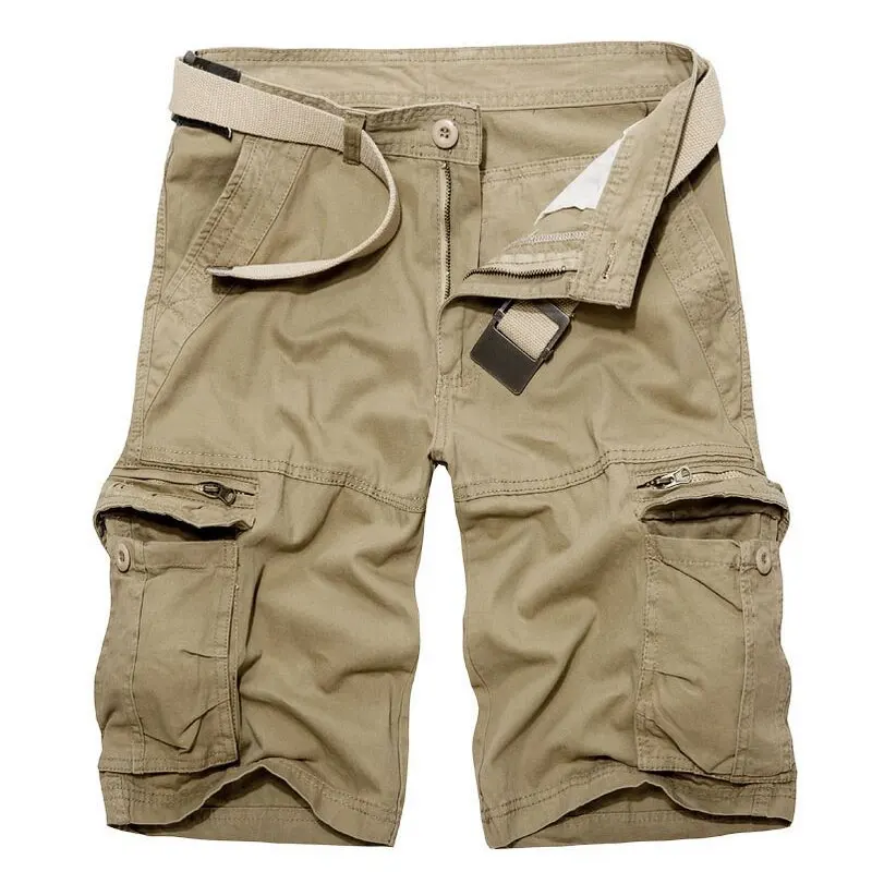 

Шорты-карго мужские хлопковые с множеством карманов, повседневные штаны в стиле милитари, свободные рабочие армейские тактические коротки...