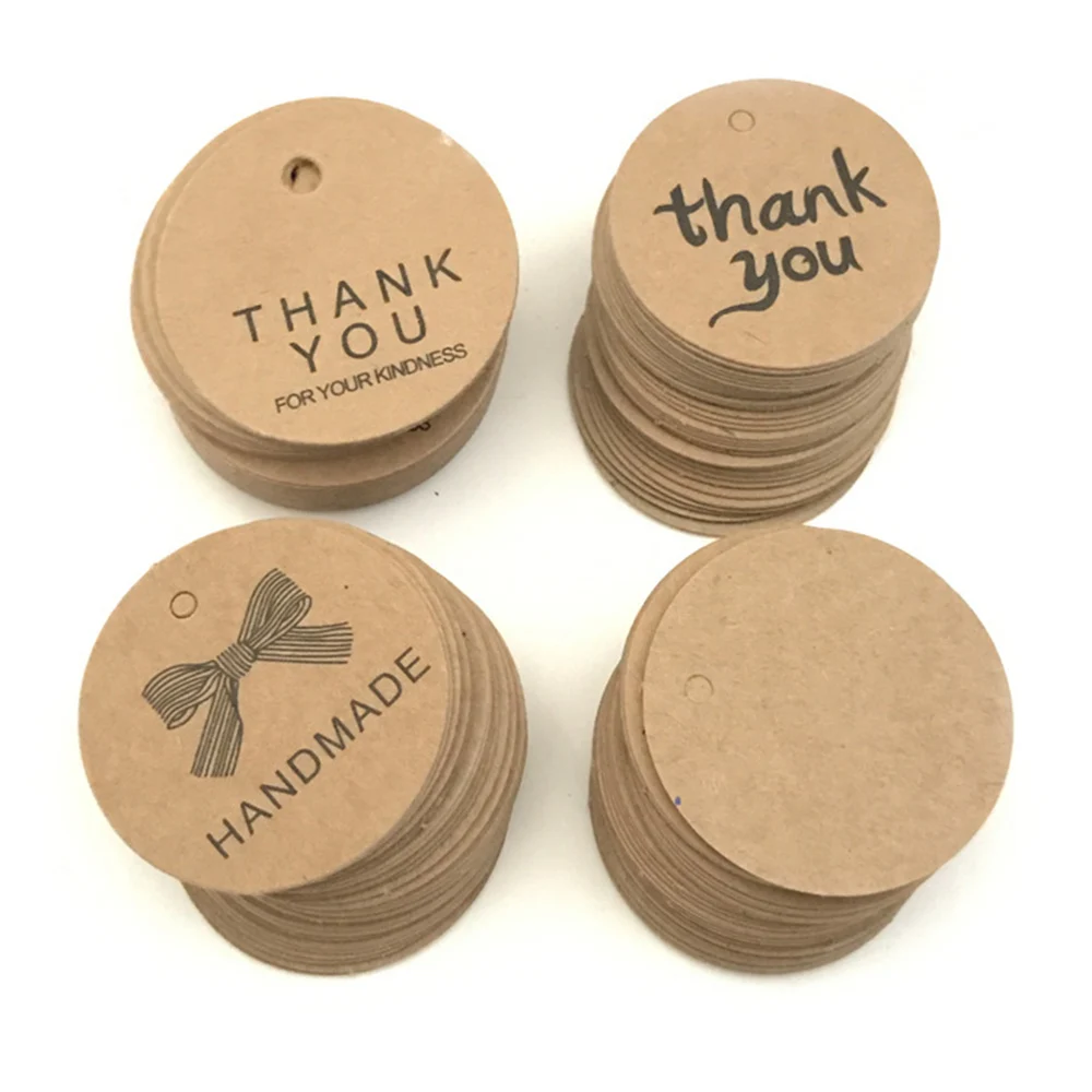 

100pcs Kraft Label Thank You Handmade Baking Wrapping Cards Price tags