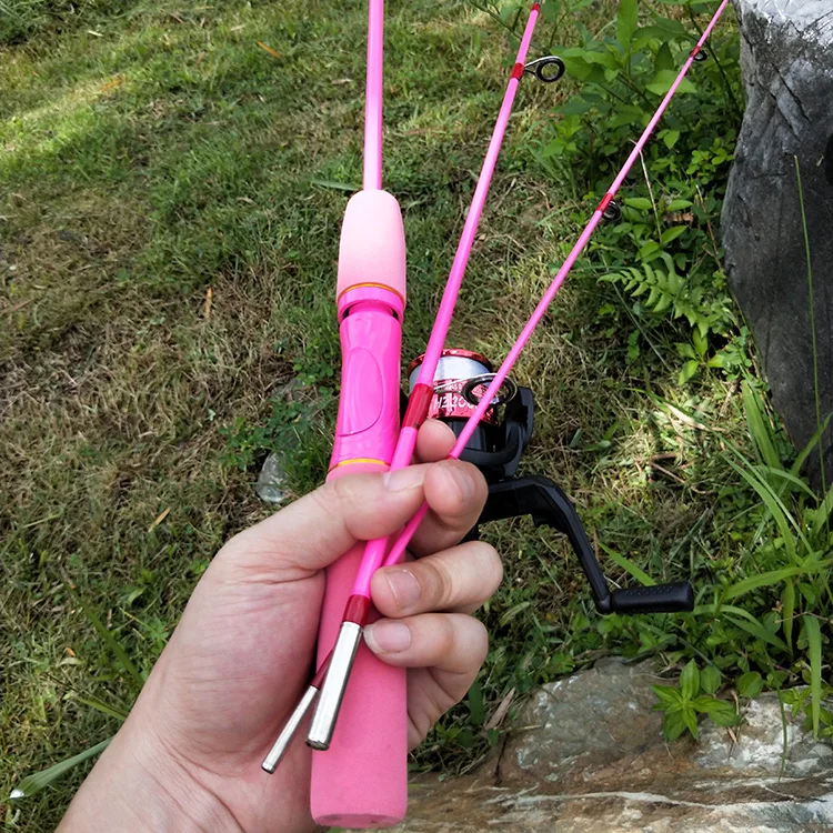 

Children lure rod 1.5meter 3 sections Beginner fishing rod lure fishing pole cute rod include spinning Reel pink green available