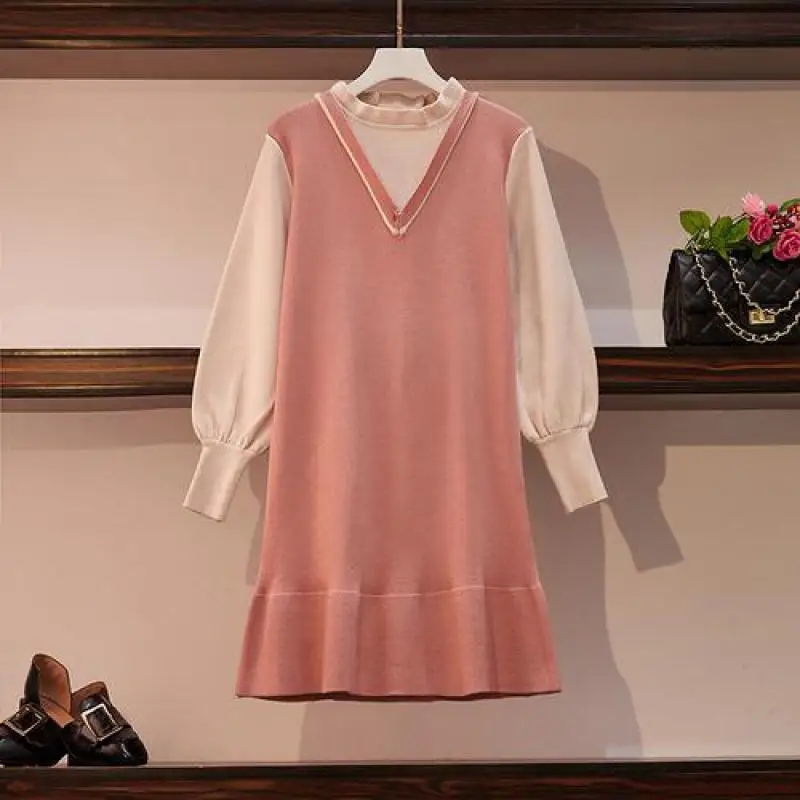 2019 осенне-зимнее женское модное однотонное трикотажное платье с