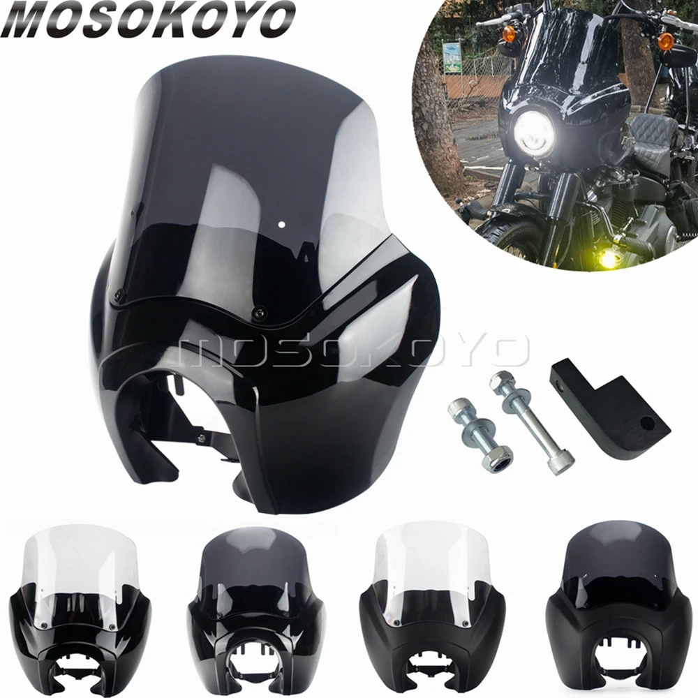 

Motorcycle 12" Windshield Cover Front Headlight Fairing for Harley Dyna Sportster XL Low Rider Street Fat Bob FXDX FXDXT 87-17
