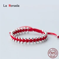 la monada weave red thread for hand 925 sterling silver bracelet red thread string rope bracelets for women silver 925 bead